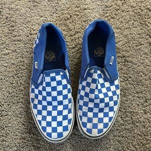 Women’s blue and white checkered vans